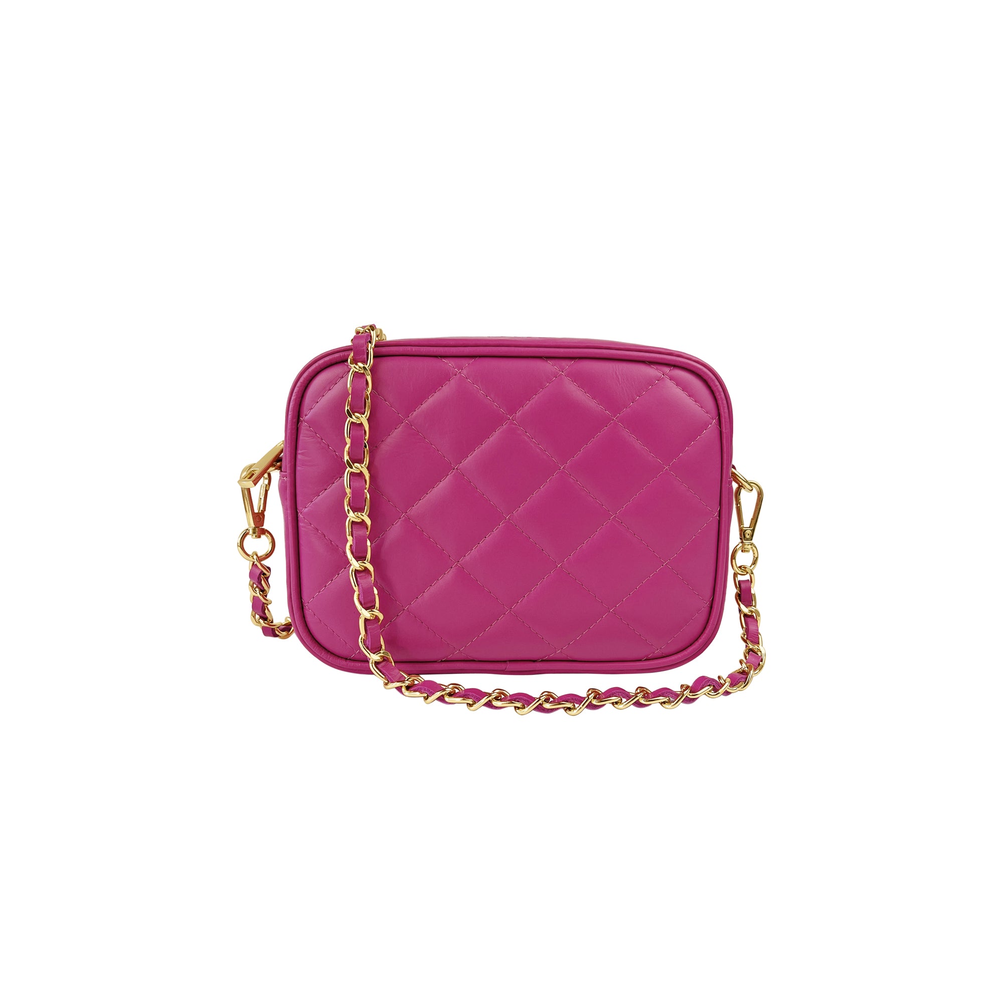 Borsa Donna a Tracolla Trapuntata Fucsia, In Vera Pelle, Made in Italy, Nora Parubi Borse - foto prodotto